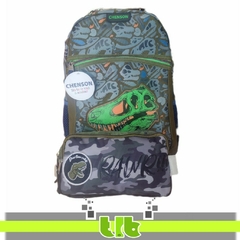 MOCHILA + CARTUCHERA CHENSON DINO 40X26X13