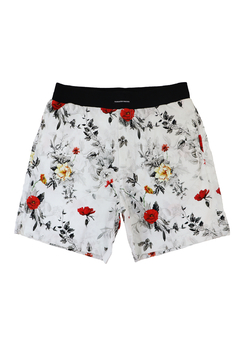 Short Estampado Camaleão Urbano Casual Floral Branco