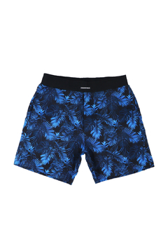 Short Estampado Camaleão Urbano Casual Folhagem Azul