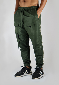 Calça Jogger Tactel Fecho Camaleão Urbano Street Wear Verde