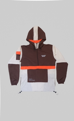 Jaqueta Corta Vento Anorak Camaleão Urbano Capuz Marrom/Offwhite na internet