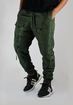 Calça Jogger Tactel Fecho Camaleão Urbano Street Wear Verde - comprar online