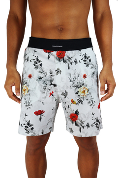 Short Estampado Camaleão Urbano Casual Floral Branco - Camaleão Urbano