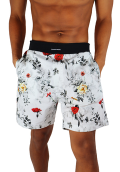 Short Estampado Camaleão Urbano Casual Floral Branco - comprar online