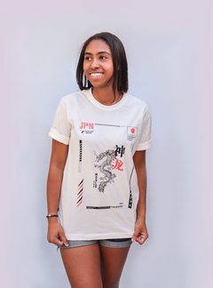 Camiseta Estampada Camaleão Urbano World Cup Japan Dragon Offwhite - loja online