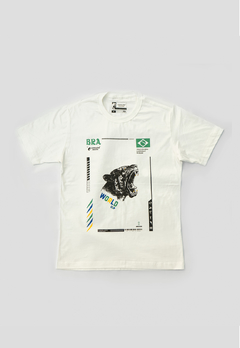 Camiseta Estampada Camaleão Urbano World Cup Brazil Onça Offwhite na internet