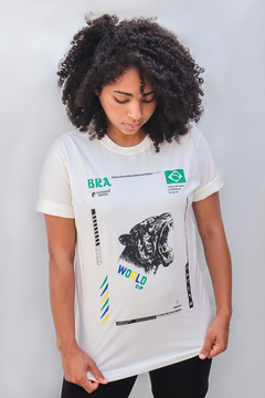 Camiseta Estampada Camaleão Urbano World Cup Brazil Onça Offwhite - Camaleão Urbano