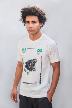 Camiseta Estampada Camaleão Urbano World Cup Brazil Onça Offwhite - loja online