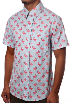 CAMISA ESTAMPADA CAMALEÃO URBANO FLAMINGO AZUL CLARO - comprar online