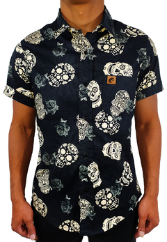 CAMISA ESTAMPADA CAMALEÃO URBANO CAVEIRAS MEXICANA BLACK ROSES