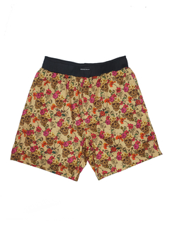 SHORT ESTAMPADO CAMALEÃO URBANO CAVEIRA MEXICANA BEGE CÓS MOLETOM