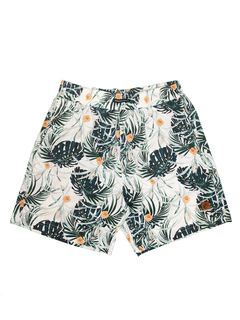 SHORT ESTAMPADO CAMALEÃO URBANO FOLHAGEM BRANCA