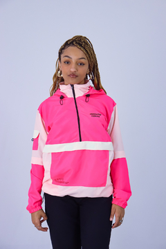 Jaqueta Corta Vento Anorak Camaleão Urbano Capuz Rosa