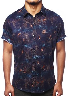 CAMISA ESTAMPADA CAMALEÃO URBANO FOLHAGEM TROPICAL DARK