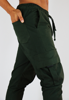 Calça Cargo Sarja Bolsos Camaleão Urbano Jogger Verde - loja online