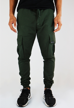 Calça Cargo Sarja Bolsos Camaleão Urbano Jogger Verde - comprar online