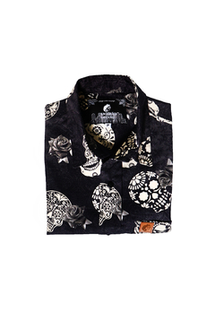 CAMISA ESTAMPADA CAMALEÃO URBANO CAVEIRAS MEXICANA BLACK ROSES - Camaleão Urbano