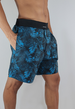 Short Estampado Camaleão Urbano Casual Folhagem Azul na internet