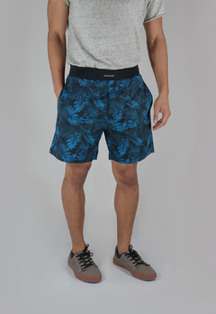 Short Estampado Camaleão Urbano Casual Folhagem Azul - loja online