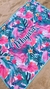 Canga de Praia Personalizada com Mini Pompons | Estampa Floral Rosa na internet