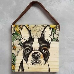 Bulldog Wood Flowers - 22x22cm - comprar online
