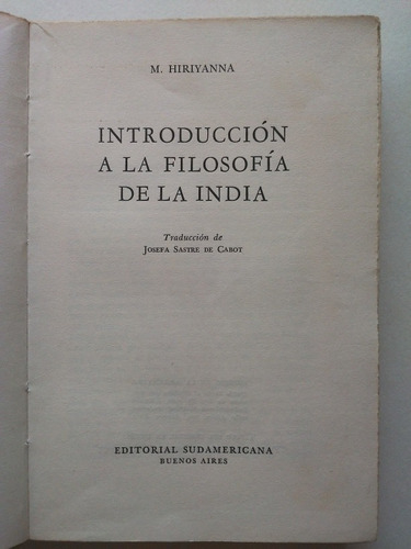 Introducción A La Filosofía De La India M. Hiriyanna