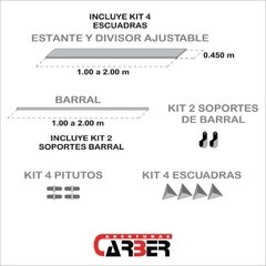 Frente de Placard Integral en Melamina Blanca 2,37 a 2,67 x 2,60 - Aberturas Carber