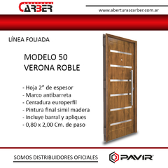 Puerta Modelo 50 verona roble Simil Madera SEGURIDAD Antibarreta PAVIR de 0,80
