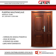 Puerta Residencial Multianclaje Hoja 70mm de 1,20 x 2,00 Modelo URUGUAY