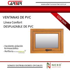 Brazo de Empuje desplazable de PVC Linea confort Símil Madera de 0,80 x 0,60 DVH 3/9/3