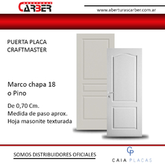Puerta Placa Texturada 0,70 Modelos Camden / Avalon Marco Chapa 18 o Pino CAIA