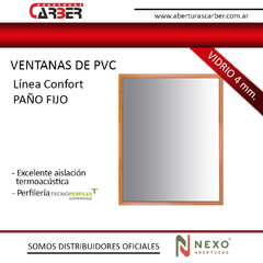 Paño Fijo de PVC Linea confort Símil Madera de 60 x 1,50 Vidrio de 4mm