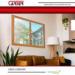 Ventana Balcón de PVC 1,80 X 2,00 Vidrio Float de 4mm Simil madera en internet