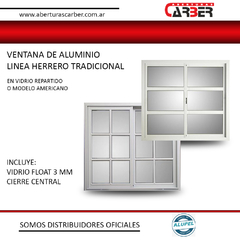 Ventana Aluminio Blanco Vidrio Repartido 1,20 x 0,90 LINEA HERRERO TRADICIONAL