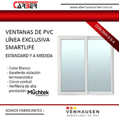 Ventana de PVC Blanco linea SMARTLIFE 2,00 x 1,50 CON DVH BLANCA MUCHTEK TECNOPERFILES