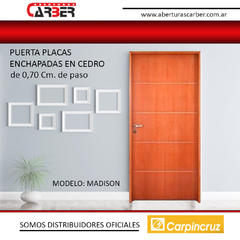 Puerta Placa Madison CEDRO 0,70 x 15 Marco chapa 18/Pino/Aluminio CARPINCRUZ