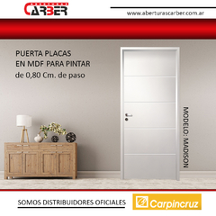 Puerta Placa Madison MDF Para pintar 0,80 x 15 Marco chapa 18/Pino/Aluminio