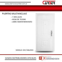 Puerta Blindada Multianclaje 7 Anclajes Hoja 70mm dos tableros blanca - comprar online