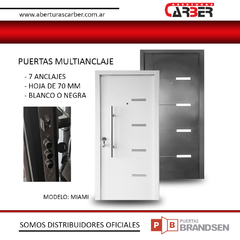 Imagen de Puerta Blindada Multianclaje 7 Anclajes Classic Barral Hoja 70mm Blanca o negra