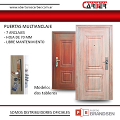 Puerta Blindada Multianclaje 7 Anclajes Hoja 70mm dos tableros simil madera - comprar online