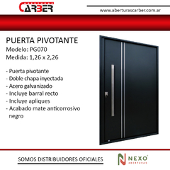 Puerta PIVOTANTE NEXO Chapa Galvanizada 1,26 x 2,26 MODELO PG070 con apliques - comprar online