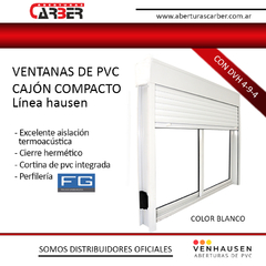 Ventana BALCON PVC cajon compacto 1,50 X 2,00 DVH 4/9/4 con cortina de enrollar - Hausen perfiles fg
