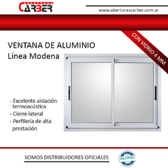 VENTANA MODENA ALUMINIO VIDRIO SIMPLE 4 MM ABERTURAS CARBER