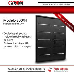 Puerta chapa inyectada Modelo 300 SM Pintura FINAL HORNO Reforzada Blanca o negra doble de 1,60