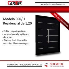 Puerta Doble chapa inyectada Residencial Modelo 300 SM Pintura FINAL HORNO 1,20 Reforzada Blanca o negra - comprar online