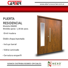 Puerta Residencial Modelo D008 Pintura Final con vidrio simil madera nexo 1,20 x 2,00 - comprar online