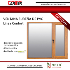 Patagonica de PVC Linea SMARTLIFE Símil Madera de 1,80 x 1,50 DVH 4/9/4 - VENHAUSEN