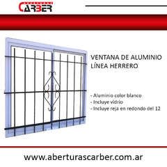 Ventana Aluminio Blanco 1,20 x 1,10 Con Reja Redondo Del 12