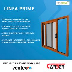 Ventana PVC PRIME de Tecnoperfiles Simil Madera DVH 3+3/12/3+3 de 3,00 x 2,30 Cierre Multipunto (el precio que figura es en DOLAR OFICIAL)