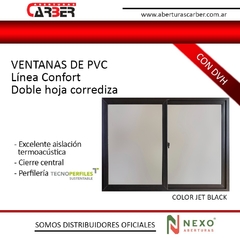 Patagonica / Sureña de PVC con DVH de 1,80 x 1,10 Linea Confort color Negro Jet Black - Aberturas Carber